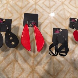 Paparazzi Red and Black Earring Set
